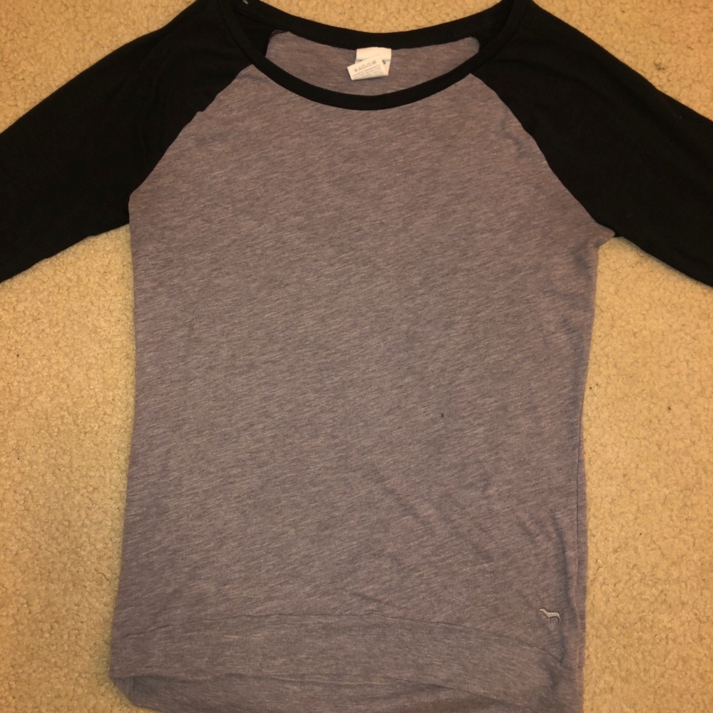 PINK Victoria’s Secret Gray and Black Baseball Tee